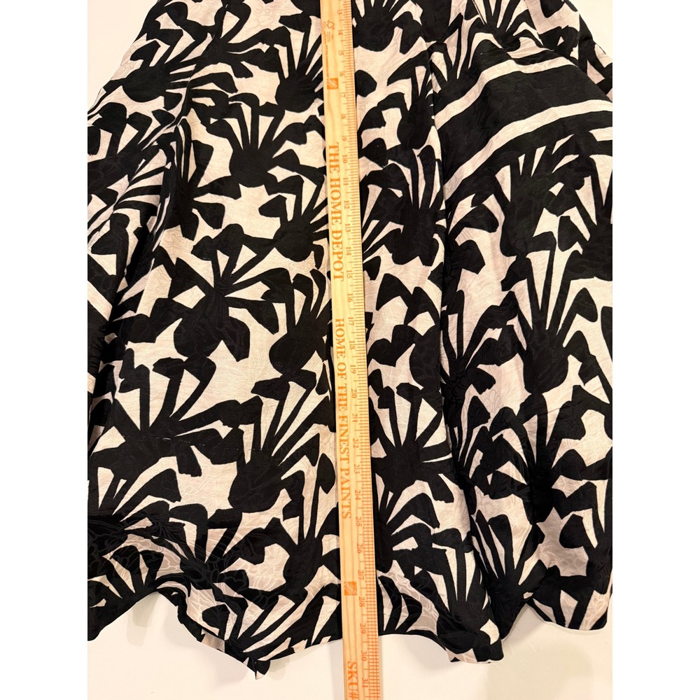 Tracy Reese Black Cream Floral Jacquard A-Line Midi Skirt with Tulle Lining 8 - Picture 7 of 11